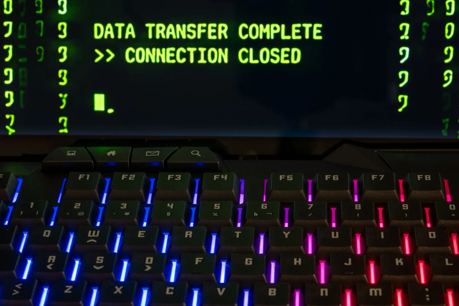 Green phosphor text on an old computer terminal screen